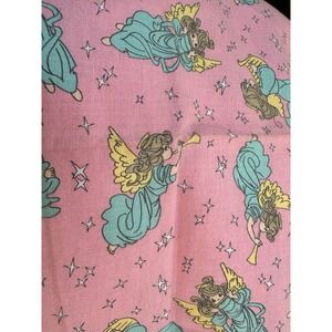 Precious Moments Fabric Pink Flannel Angel Spectrix Vtg 90s 17.5" L x 44" W